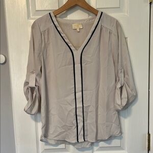 Collective Concepts Off White Blouse with Black Piping